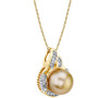 Cultured Golden South Sea Pearl (11mm) & Diamond (1/3 ct. t.w.) 18" Pendant Necklace in 14k Gold
