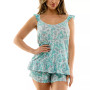 Women's 2-Pc. Printed Ruffled Short Pajamas Set