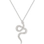 Cubic Zirconia Snake 16" Pendant Necklace in Sterling Silver