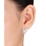 Freshwater Cultured Pearl, White Topaz (1 1/8 ct. t.w.) and Diamond (1/3 ct. t.w.) Swan Earrings in 10k Rose Gold