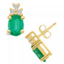 Emerald (2-3/8 Ct. t.w.) and Diamond (1/5 Ct. t.w.) Stud Earrings