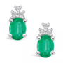 Emerald (2-3/8 Ct. t.w.) and Diamond (1/5 Ct. t.w.) Stud Earrings