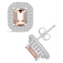 Morganite (1-3/4 ct. t.w.) and Diamond (3/4 ct. t.w.) Halo Stud Earrings in 14K White Gold