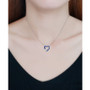 Blue & White Cubic Zirconia Open Heart 18" Pendant Necklace in Sterling Silver, Created for Macy's