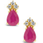 Ruby (1 ct. t.w.) and Diamond (1/8 ct. t.w.) Stud Earrings in 14k Yellow Gold