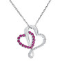 Women's Double-Heart Pendant Necklace in Sterling Silver