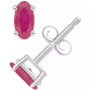 Ruby Oval-Cut Stud Earrings in 14k White Gold (Also in Emerald)