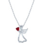 Lab-Created Ruby (1/3 ct. t.w.) & Diamond Accent Angel Pendant Necklace in Sterling Silver, 16" + 2" extender