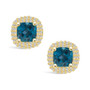 London Topaz (2-1/2 ct. t.w.) and Diamond (3/8 ct. t.w.) Halo Stud Earrings in 14K Yellow Gold