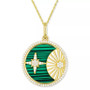 Malachite & Cubic Zirconia Star & Sun Disc 18" Pendant Necklace