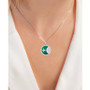 Malachite & Cubic Zirconia Star & Sun Disc 18" Pendant Necklace