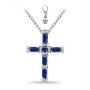 Simulated Blue Sapphire and Cubic Zirconia Cross Pendant