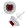 Garnet (2-3/8 ct. t.w.) and Diamond (3/8 ct. t.w.) Halo Stud Earrings in 14K White Gold