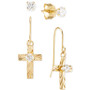 2-Pc. Set Cubic Zirconia Solitaire Stud Earrings & Cross Drop Earrings in 10k Gold