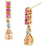 Multi-Gemstone (1-1/4 ct. t.w.) & Diamond (1/20 ct. t.w.) Drop Earrings in 14k Gold