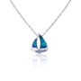 Created Opal Ship Necklace in Sterling Silver