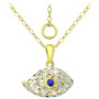 Lab-Created Blue Sapphire Evil Eye Filigree Pendant Necklace, 16" + 2" extender, Created for Macy's