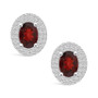 Garnet (1-7/8 ct. t.w.) and Diamond (1/2 ct. t.w.) Halo Stud Earrings in 14K White Gold