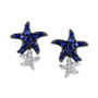 EFFY® Sapphire (3/8 ct. t.w.) & Diamond (1/10 ct. t.w.) Starfish Stud Earrings in 14k White Gold