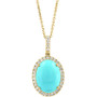 EFFY® Turquoise & Diamond (1/2 ct .t.w.) Halo 18" Pendant Necklace in 14k Gold