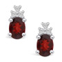 Garnet (3 ct. t.w.) and Diamond (1/5 ct. t.w.) Stud Earrings in 14K White Gold