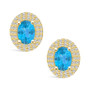 Topaz (2 ct. t.w.) and Diamond (1/2 ct. t.w.) Halo Stud Earrings in 14K Yellow Gold