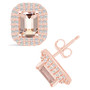 Morganite (1-3/4 ct. t.w.) and Diamond (3/4 ct. t.w.) Halo Stud Earrings in 14K Rose Gold