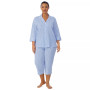 Plus Size Button-Front Top and Pants Pajama Set