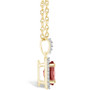 Garnet (1-1/2 ct. t.w.) and Created Sapphire (1/6 ct. t.w.) Halo Pendant Necklace in 10K Yellow Gold