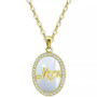 Cubic Zirconia & Mother of Pearl Oval "Mom" Halo Pendant Necklace, 16" + 2" extender, Created for Macy's