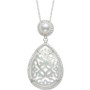 Cultured Freshwater Pearl (6mm), Carved Mother-of-Pearl, & Cubic Zirconia 18" Pendant Necklace in Sterling Silver