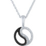 Black & White Diamond Accent Yin Yang Pendant Necklace in Sterling Silver