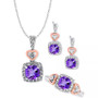 Amethyst & White Topaz Heart Jewelry Collection in Sterling Silver & 14k Rose Gold-Plate
