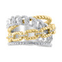 EFFY® Diamond & Rope Chain Openwork Statement Ring (5/8 ct. t.w.) in 14k White and Yellow Gold