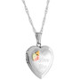 "I Love You" Heart Locket Pendant 18" Necklace in Sterling Silver with 12K Rose and Green Gold