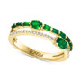 EFFY® Emerald (3/4 ct. t.w.) &  Diamond (1/10 ct. t.w.) Stack Look Double Row Ring in 14k Gold
