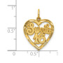 Sweet 16 Heart Charm Pendant in 14k Yellow Gold