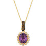 Grape Amethyst (2-1/3 ct. t.w.) & Diamond (1/3 ct. t.w.) Oval Halo Pendant Necklace in 14k Gold, 18" + 2" extender