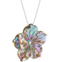 Abalone Shell Flower 18" Pendant Necklace in Sterling Silver
