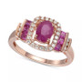 Sapphire (1 ct. t.w.) and Diamond (1/5 ct. t.w.) Ring in 14k Gold (Also available in Emerald and Ruby)