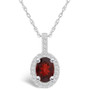 Garnet (1-1/2 Ct. T.W.) and Diamond (1/4 Ct. T.W.) Halo Pendant Necklace in 14K White Gold