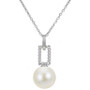 Cultured Freshwater Pearl (9mm) Twist Square Pendant Necklace in Sterling Silver, 16" + 2" extender