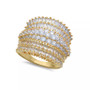 Cubic Zirconia Multi Row Princess, Baguette & Pave Band (4-1/5 ct. t.w.) in Sterling Silver or 18k Gold over Silver