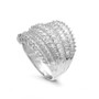 Cubic Zirconia Multi Row Princess, Baguette & Pave Band (4-1/5 ct. t.w.) in Sterling Silver or 18k Gold over Silver