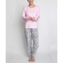 Women's Silky Velour Long Sleeve Top and Jog Style Pant Pajama Set, 2 Piece