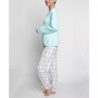 Women's Silky Velour Long Sleeve Top and Jog Style Pant Pajama Set, 2 Piece