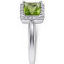 Peridot (7/8 ct. t.w.) & Diamond (1/10 ct. t.w.) Square Halo Ring in 14k White Gold (Also in Rhodolite)