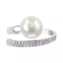 EFFY® Cultured Freshwater Pearl (10mm) and Diamond (1/5 ct. t.w.) Ring in 14k White Gold and Yellow Gold