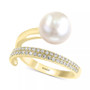 EFFY® Cultured Freshwater Pearl (10mm) and Diamond (1/5 ct. t.w.) Ring in 14k White Gold and Yellow Gold