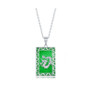 Sterling Silver Rectangle w/Dragon Design Jade Necklace